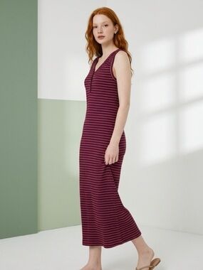 Carve Designs - Sleeveless Striped Midi Dress - Organic Cotton Blend -Size Small